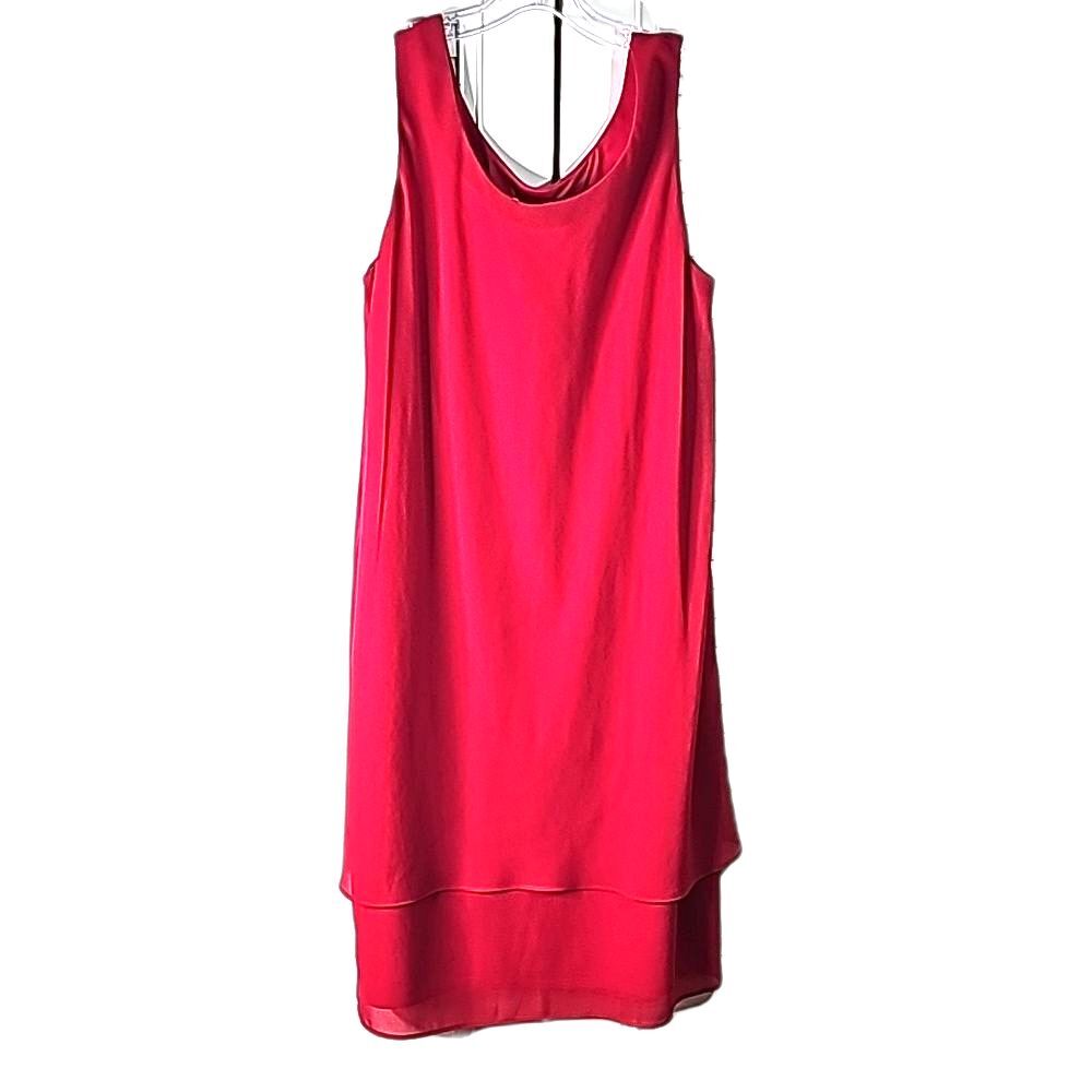 Party Dress by Coldwater Creek Sheer Lined Red Size 14 Plus Size